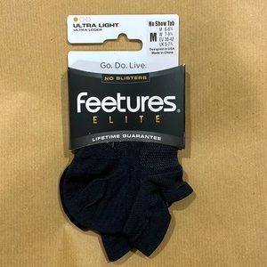 NEW Feetures Elite Ultra Light No Show Tab Socks Black Women’s M